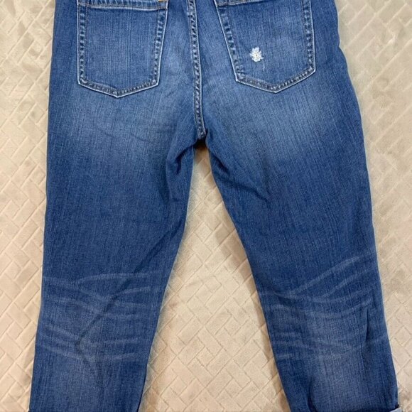 Gap Womens 8 Denim Jeans Blue Straight Crop Cuffed Low Rise Medium Wash Stretch - Picture 14 of 16